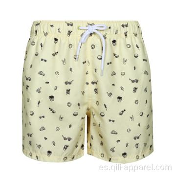 Pantalones cortos para hombres de playa con cordón deportivo de poliéster para adultos